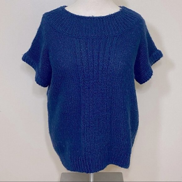 Vintage Eaton Select Blue Short Sleeve Scoop Neck  Knit Sweater M - Picture 9 of 9